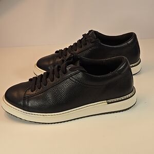 Hush Puppies Womans Sabine Black Leather Lace Up Sneakers. 7.5 Wide Bounce Plus.